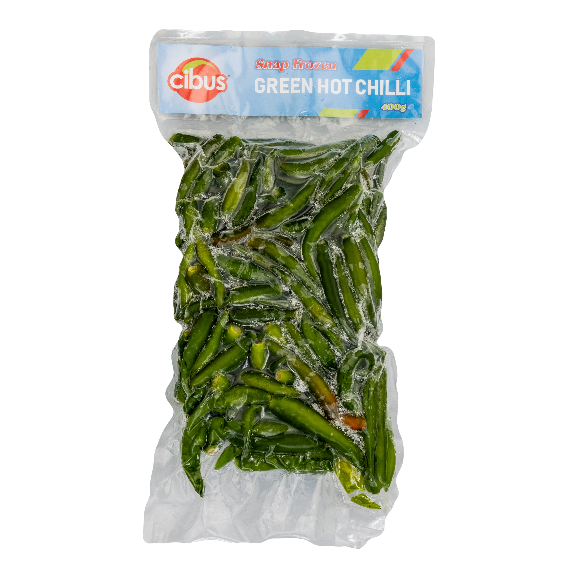 Cibus Snap Frozen Green Hot Chilli (400g x 25 packs)