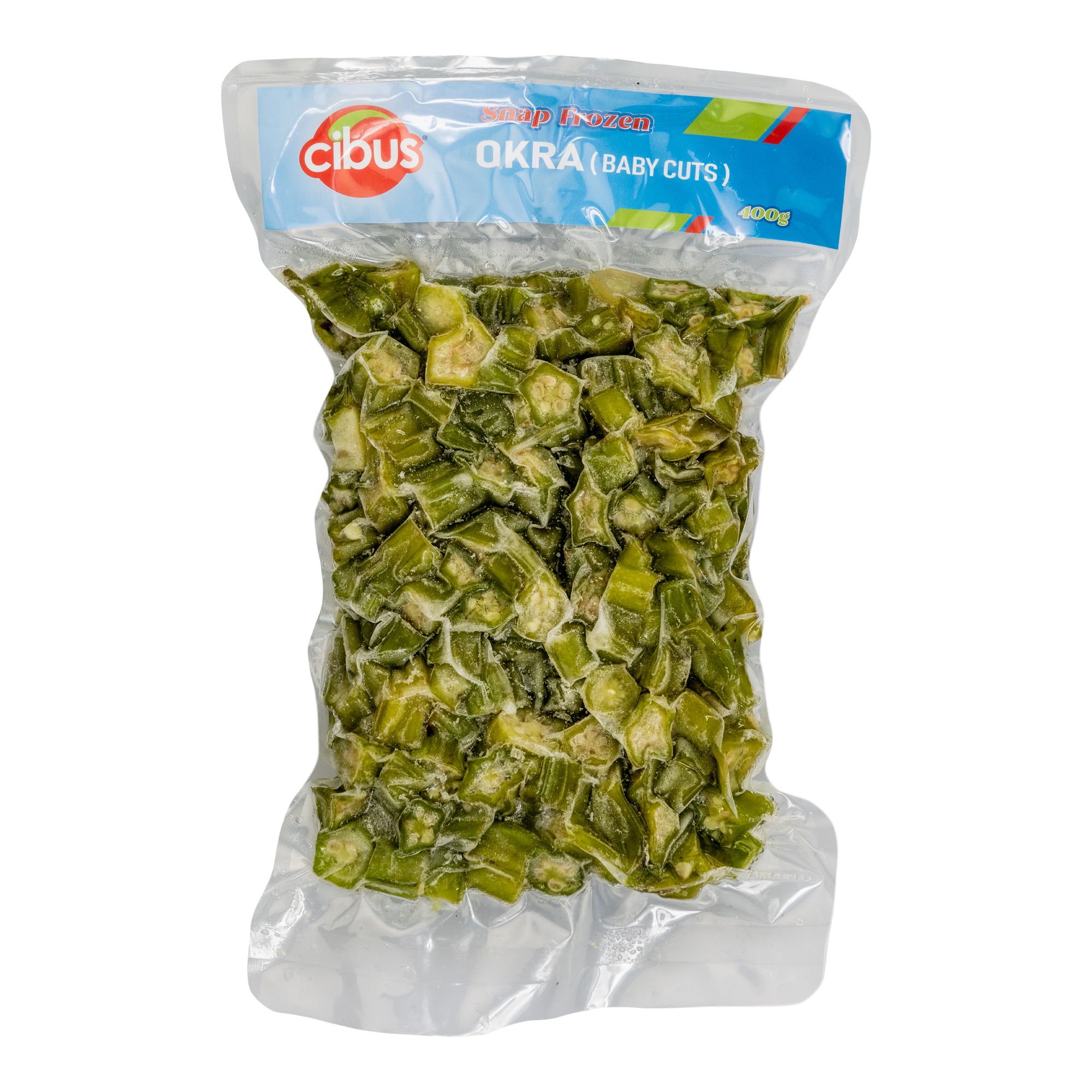 Cibus Snap Frozen Okra BABY Cuts (400g x 25 packs)